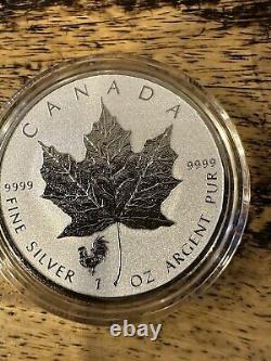 (3) 1 oz Canadian Silver Maple Leafs Lunar Privy Set Monkey, Rooster & Dog