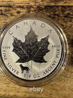 (3) 1 oz Canadian Silver Maple Leafs Lunar Privy Set Monkey, Rooster & Dog