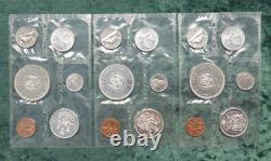 3 1964 Canada Silver Proof Like Mint Sets, 18 PL Canadian Coins, 3.3oz ASW Total