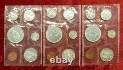 3 1965 Canada Silver Proof Like Mint Sets, 18 PL Canadian Coins, 3.3oz ASW Total