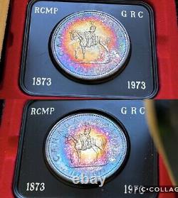 (3) Three BU Proof 1973 Canadian Silver Dollars Rainbow Toned