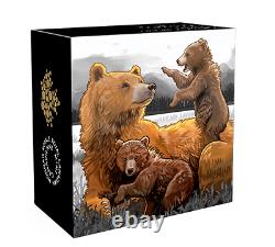 3 x 1 oz Proof Fine Silver Coin Grizzly Bear The catch Togetherness Family