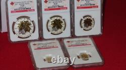 5 coin set Canada Silver Maple Leaf Gilt Reverse Proof NGC PR69 -$1 $2 $3 $4 $5