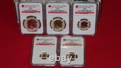 5 coin set Canada Silver Maple Leaf Gilt Reverse Proof NGC PR69 -$1 $2 $3 $4 $5