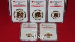 5 coin set Canada Silver Maple Leaf Gilt Reverse Proof NGC PR69 -$1 $2 $3 $4 $5