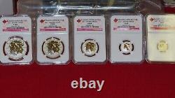 5 coin set Canada Silver Maple Leaf Gilt Reverse Proof NGC PR69 -$1 $2 $3 $4 $5