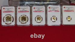 5 coin set Canada Silver Maple Leaf Gilt Reverse Proof NGC PR69 -$1 $2 $3 $4 $5