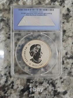 ANACS 2014 REVERSE PROOF 70 DCAM Canadian Silver Maple Leaf 1/2 Oz. 9999 SILVER