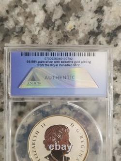 ANACS 2014 REVERSE PROOF 70 DCAM Canadian Silver Maple Leaf 1/2 Oz. 9999 SILVER