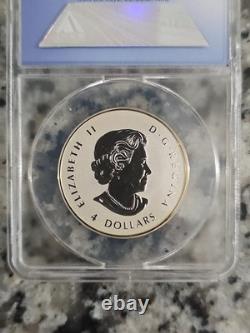 ANACS 2014 REVERSE PROOF 70 DCAM Canadian Silver Maple Leaf 1/2 Oz. 9999 SILVER