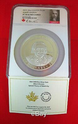 Albert Einstein 2015 Silver 10 Oz Canada $100 Proof Coin Ngc Pf 70 Ultra Cameo