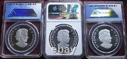 All 3 Canada. 9999 Silver $100 Cert. Pf 69 & 70, 2013 -2015 Bison, Eagle, Ox