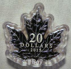 BEAUTIFUL 2015 Canada PROOF SILVER Maple Leaf Shaped $20 Coin Original Packaging