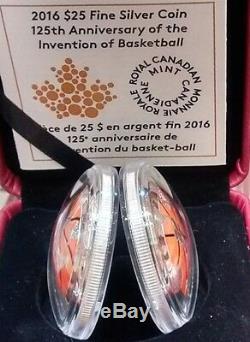 Basketball Invention 125th Anniv 2016 1OZ Silver Proof $25 Convex Coin Canada