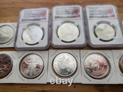 Beautiful CANADIAN SILVER PROOF LOT OF 11. NGC PROOF CAMEO