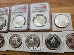Beautiful CANADIAN SILVER PROOF LOT OF 11. NGC PROOF CAMEO