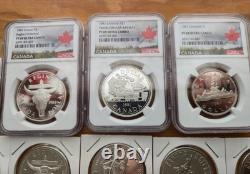 Beautiful CANADIAN SILVER PROOF LOT OF 11. NGC PROOF CAMEO