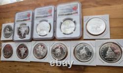 Beautiful CANADIAN SILVER PROOF LOT OF 11. NGC PROOF CAMEO