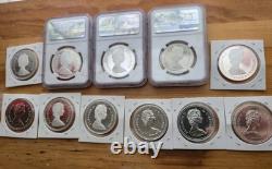 Beautiful CANADIAN SILVER PROOF LOT OF 11. NGC PROOF CAMEO