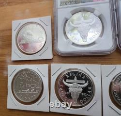 Beautiful CANADIAN SILVER PROOF LOT OF 11. NGC PROOF CAMEO