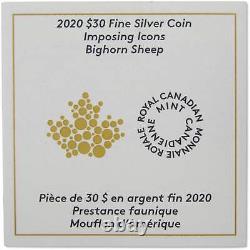 Bighorn Sheep $30 2 oz. 9999 Silver $30 Colorized Proof Coin 2020 Canada COA