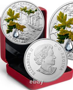 Bigleaf Maple Jewel Rain $20 2016 1OZ Silver Proof Coin Canada Crystal Raindrop