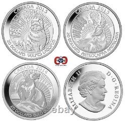 CAN 2013-2014 Untamed Canada $20 x 3 Coins Silver Proof Set Perfect