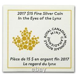 CANADA $15 2017 Silver Proof'In The Eyes of of the Lynx' Glow-in-Dark