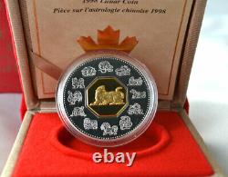 CANADA 15 Dollars 1998 Proof Silver Gold Plated'YEAR OF THE TIGER' Mint Box/CoA