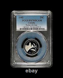 CANADA. 1992, 25 Cents, Silver PCGS PR70 Top Pop? 125th, Saskatchewan
