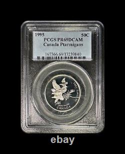 CANADA. 1995, 50 Cents, Silver PCGS PR69 Top Pop? White-Tailed Ptarmigans