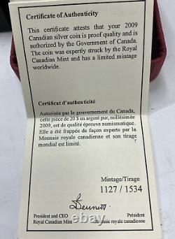 CANADA $20 2009 SILVER COIN, JACQUES CARTIER 475th Anni, PROOF, Limited, COA, Box