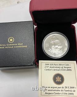CANADA $20 2009 SILVER COIN, JACQUES CARTIER 475th Anni, PROOF, Limited, COA, Box