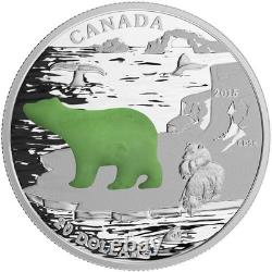 CANADA $20 2015 Silver 1oz. Proof'Canadian Icons Polar Bear with Jade