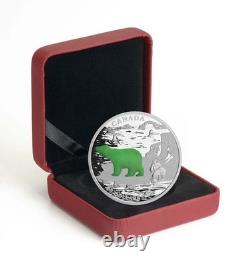 CANADA $20 2015 Silver 1oz. Proof'Canadian Icons Polar Bear with Jade