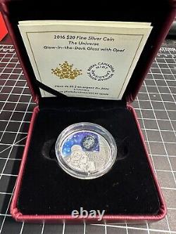 CANADA $20 2016 Silver 1oz. Proof The Universe Glow-In-Dark With Opal
