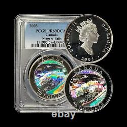 CANADA. 2003, 20 Dollars, Silver PCGS PR69 Top Pop? Niagara Holo, ? Toned