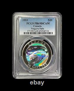 CANADA. 2003, 20 Dollars, Silver PCGS PR69 Top Pop? Niagara Holo, ? Toned