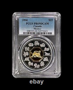 CANADA. 2004, 15 Dollars, Silver PCGS PR69 Lunar Zodiac, Monkey