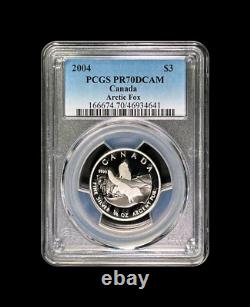CANADA. 2004, 3 Dollars, Silver PCGS PR70 Top Pop? Arctic Fox, Dog & Vixen
