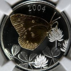 CANADA. 2004, 50 Cents, Silver NGC PF70 Top Pop? Sulphur Butterfly