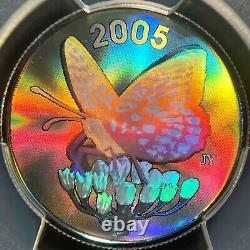 CANADA. 2005, 50 Cents, Silver PCGS PR70 Top Pop? Fritillary Butterfly