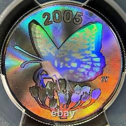 CANADA. 2005, 50 Cents, Silver PCGS PR70 Top Pop? Fritillary Butterfly