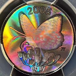 CANADA. 2005, 50 Cents, Silver PCGS PR70 Top Pop? Fritillary Butterfly