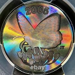 CANADA. 2005, 50 Cents, Silver PCGS PR70 Top Pop? Fritillary Butterfly