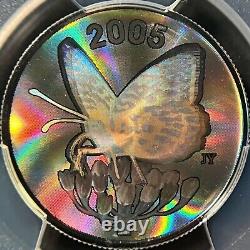 CANADA. 2005, 50 Cents, Silver PCGS PR70 Top Pop? Fritillary Butterfly