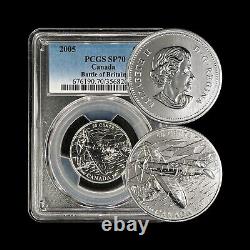 CANADA. 2005, 50 Cents, Silver PCGS SP70 Top Pop? Battle of Britain, Plane