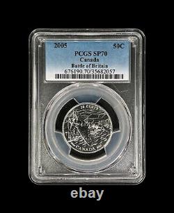 CANADA. 2005, 50 Cents, Silver PCGS SP70 Top Pop? Battle of Britain, Plane