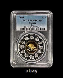 CANADA. 2008, 15 Dollars, Silver PCGS PR69 Top Pop? Lunar Zodiac, Rat