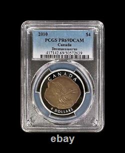 CANADA. 2010, 4 Dollars, Silver PCGS PR69 Top Pop? Dromaeosaurus Fossil